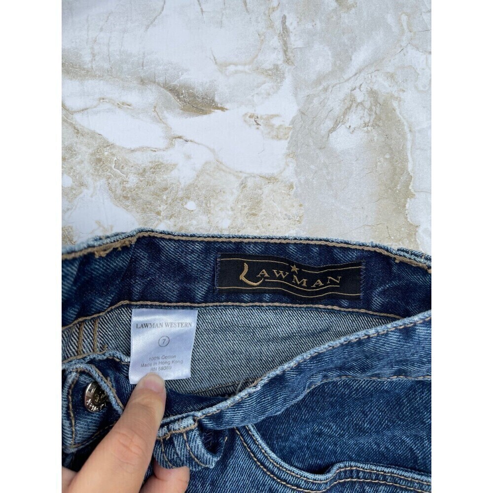 Lawman Embroidered Bootcut Jeans Sz 7 Floral - Picture 9 of 12